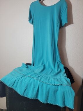Double D Ranchwear Turquoise Stud-Trim Short Sleeve Southwestern Women’s Dress